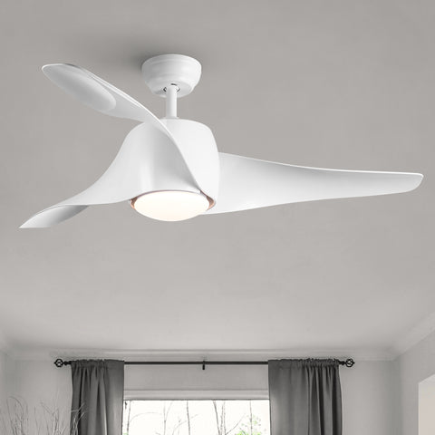 Misty Valley 52in. Integrated LED Modern White Ceiling Fan with Light, ABS Blade Remote Control included
