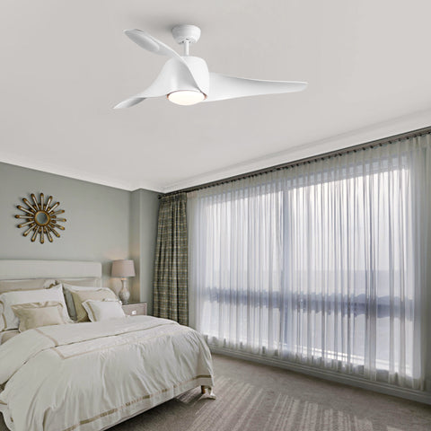 Misty Valley 52in. Integrated LED Modern White Ceiling Fan with Light, ABS Blade Remote Control included