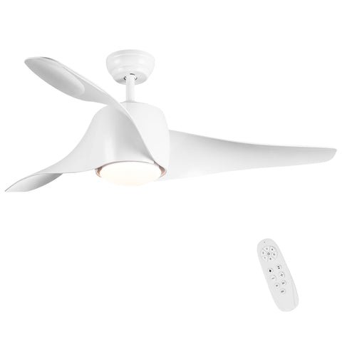 Misty Valley 52in. Integrated LED Modern White Ceiling Fan with Light, ABS Blade Remote Control included