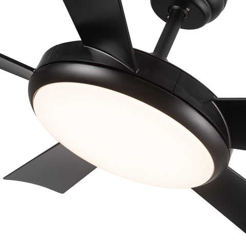 Misty Valley 52in. Modern Black LED Ceiling Fan With Light, 6-Speed and Remote Control
