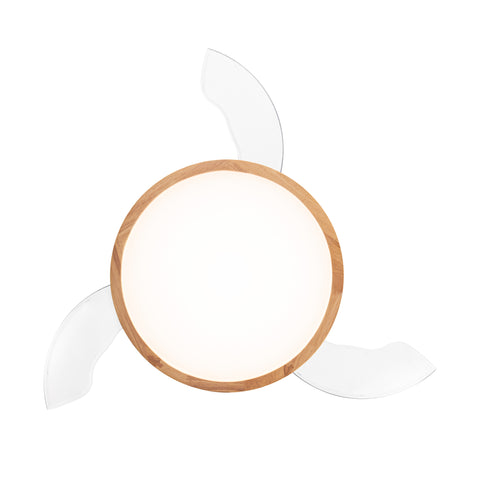 Misty Valley 36in. LED Retractable Ceiling Fan With Light,Round Solid Wood Shade Ceiling Fan for Bedroom