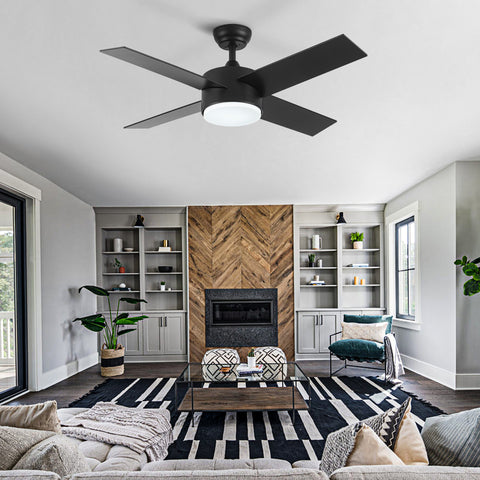 Misty Valley 44in. Integrated LED Black Ceiling Fan with Light, Color Changing and Remote Control