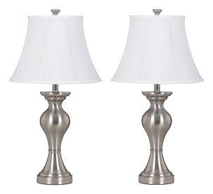 Misty Valley Rishona Brushed Silver Finish Casual Table Lamp (Set of 2)
