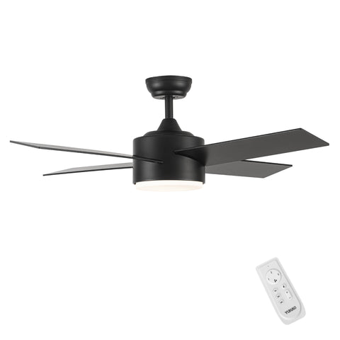 Misty Valley 44in. Modern 4-Blade Integrated LED Remote Control Ceiling Fan with Black ABS Blade