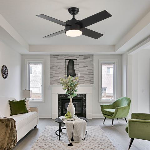 Misty Valley 44in. Integrated LED Black Ceiling Fan with Light, Color Changing and Remote Control