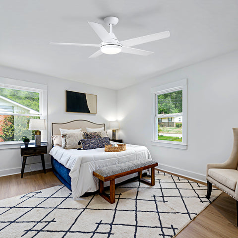 Misty Valley 48in. Integrated LED Modern White Ceiling Fan with 5 ABS Blade
