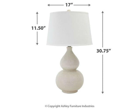 Misty Valley Saffi Cream Contemporary Elegance Double Gourd Shaped Base Table Lamp