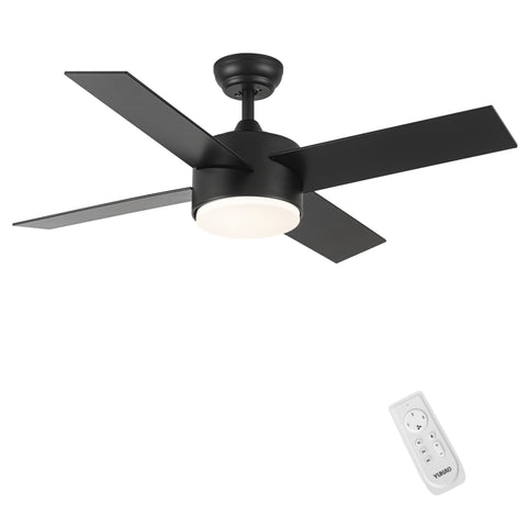 Misty Valley 44in. Modern 4-Blade Integrated LED Remote Control Ceiling Fan with Black ABS Blade