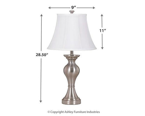 Misty Valley Rishona Brushed Silver Finish Casual Table Lamp (Set of 2)