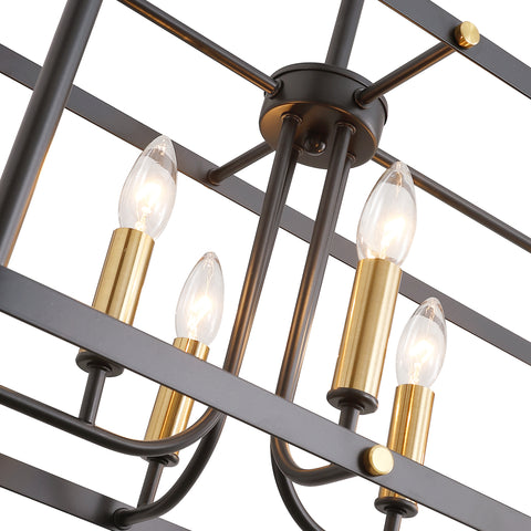 Misty Valley 8-Light Modern American rectangular metal black chandelier