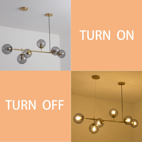 Misty Valley Modern American Branch Glass Lampshade Metal Chain Chandelier 6 bulbs