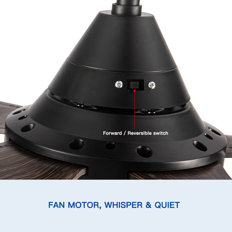 Misty Valley 56in. Integrated LED Brown Modern Ceiling Fan with Light,Wood Grain ABS Blade