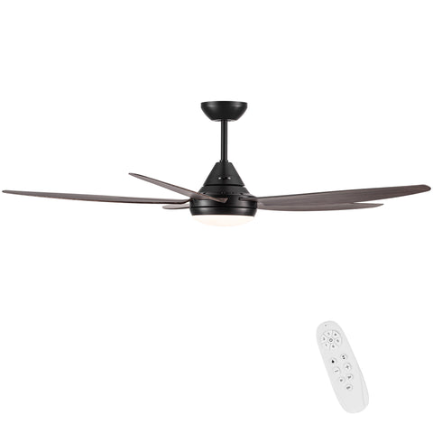 Misty Valley 56in. Integrated LED Modern Brown wood Ceiling Fan with Light,6-Speed Remote Control Ceiling Fan