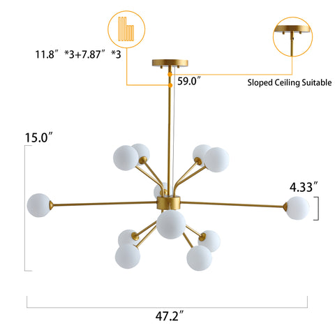 Misty Valley Modern American Branch Chandelier 12 Bulbs