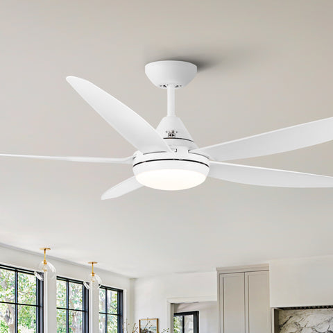 Misty Valley 56in. Integrated Modern White LED Ceiling Fan with Light and Remote Control