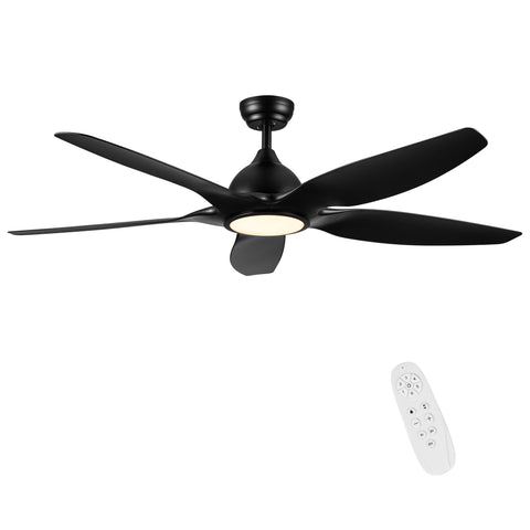 Misty Valley 60in. Modern Matte Black Integrated LED 5-Blade Reversible Ceiling Fan with Light