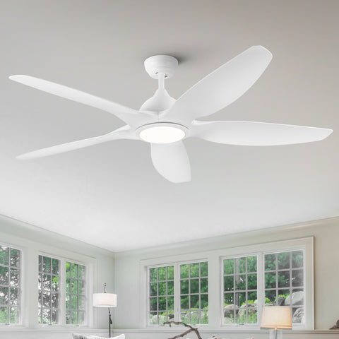 Misty Valley Modern 60in. Integrated LED Ceiling Fan Lighting with White ABS Blade