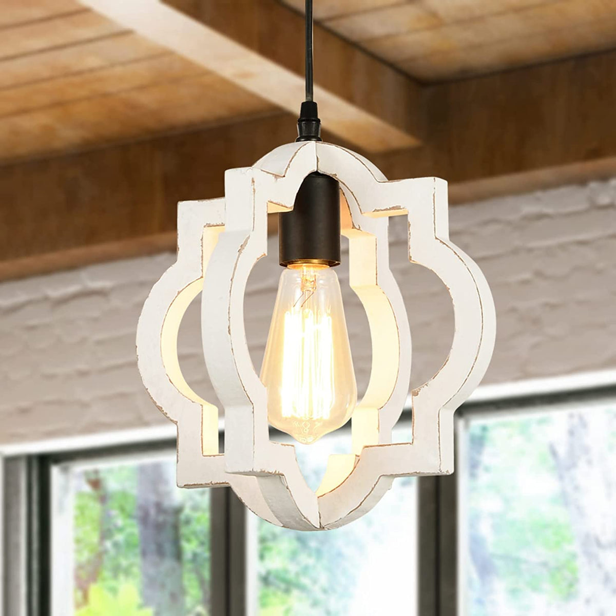 Misty Valley 1-Light Farmhouse Orb Chandelier, Kitchen Island Light for Hallway