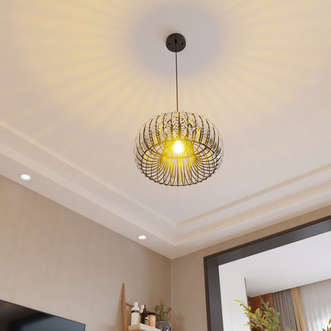 Misty Valley Modern Oblate Black Crystal Chandelier Fixture，Ceiling Pendant light for Living Room, Adjustable Color Temperature,W16.5*L31.5