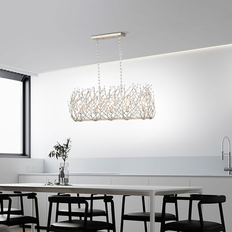 Misty Valley 5-Light Transitional Crystal Chandelier Ceiling Light,Silver Pendant light Fixture for dining room, 36W * 13L *46H