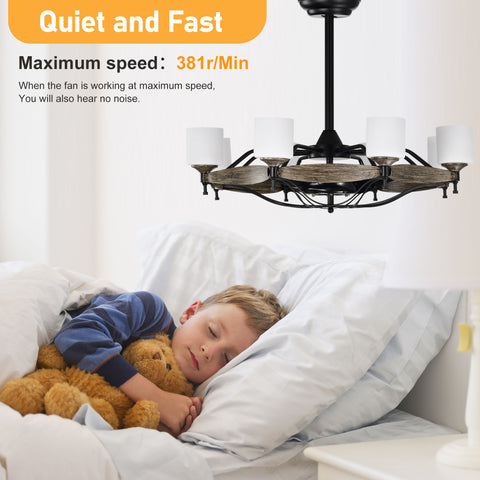 Misty Valley Matte Black Ceiling Fan With Lights，DC Motor,Multi-Speed,Reversible Airflow, Anti-theft function,Indoor transitional Ceiling Fan