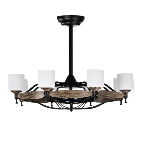 Misty Valley Matte Black Ceiling Fan With Lights，DC Motor,Multi-Speed,Reversible Airflow, Anti-theft function,Indoor transitional Ceiling Fan