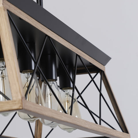 Misty Valley Oak Farmhouse Chandeliers for Dining Room,Rustic Kitchen Island Light Fixture，5-Light Industrial Kitchen Island Pendant Light