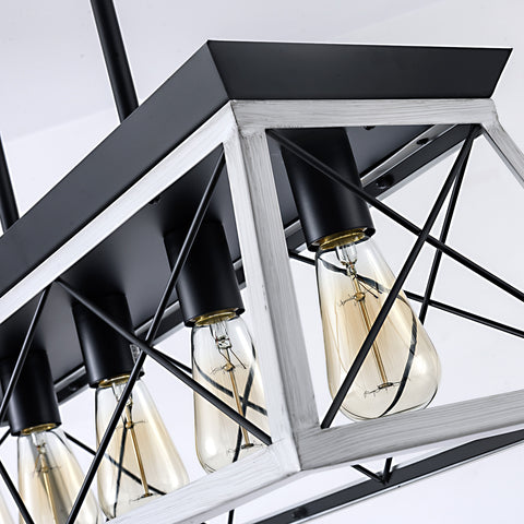 Misty Valley White Farmhouse Chandeliers for Dining Room,Rustic Kitchen Island Light Fixture，5-Light Industrial Kitchen Island Pendant Light