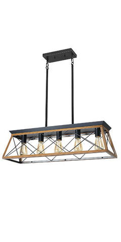 Misty Valley Walnut Farmhouse Chandeliers for Dining Room,Rustic Kitchen Island Light Fixture,5-Light Industrial Kitchen Island Pendant Light