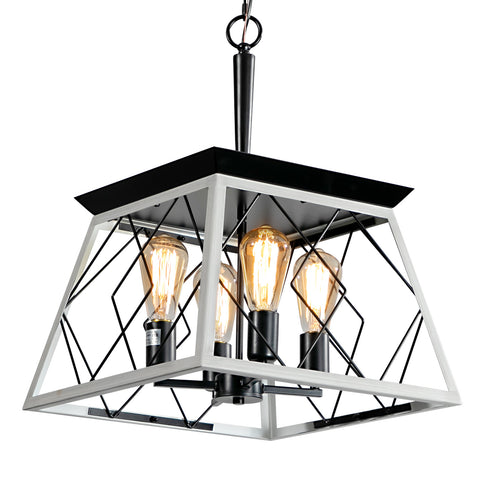 Misty Valley 4-Light Farmhouse Chandeliers for Dining Room,Rustic Kitchen Island Light Fixture,White