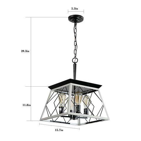 Misty Valley 4-Light Farmhouse Chandeliers for Dining Room,Rustic Kitchen Island Light Fixture,White