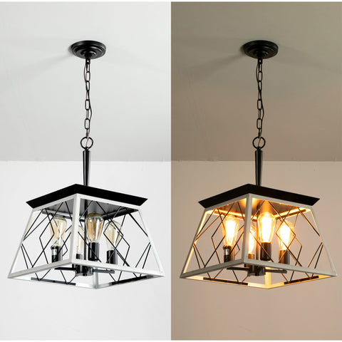 Misty Valley 4-Light Farmhouse Chandeliers for Dining Room,Rustic Kitchen Island Light Fixture,White