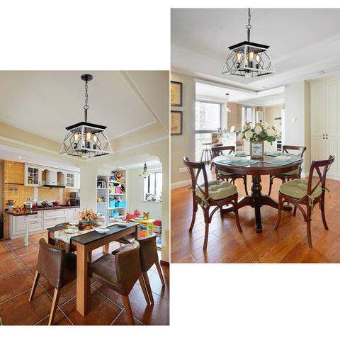 Misty Valley 4-Light Farmhouse Chandeliers for Dining Room,Rustic Kitchen Island Light Fixture,White