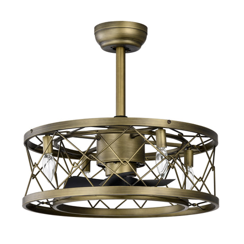 Misty Valley 20in. Low profile Enclosed Modern Reversible Bladeless Ceiling Fan with Light,Flush Mount Ceiling Fan for bedroom