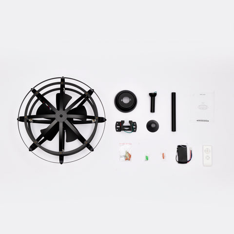 Misty Valley Industrial Ceiling Fan Light Kit for Living Room Bedroom Kitchen and Bladeless Caged Ceiling Fan with Lights