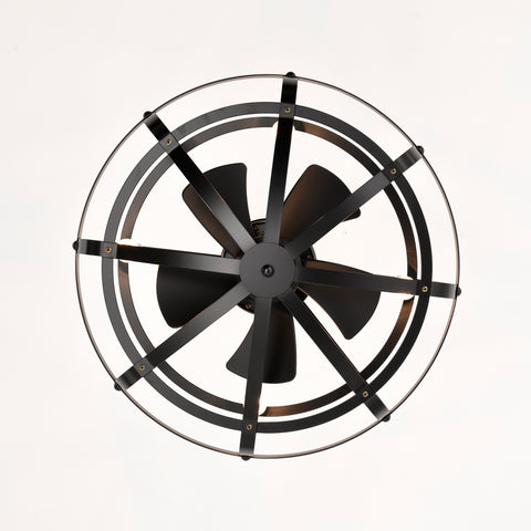 Misty Valley Industrial Ceiling Fan Light Kit for Living Room Bedroom Kitchen and Bladeless Caged Ceiling Fan with Lights