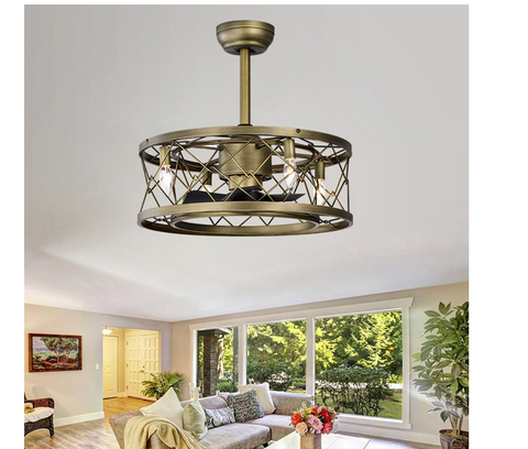 Misty Valley 20in. Low profile Enclosed Modern Reversible Bladeless Ceiling Fan with Light,Flush Mount Ceiling Fan for bedroom