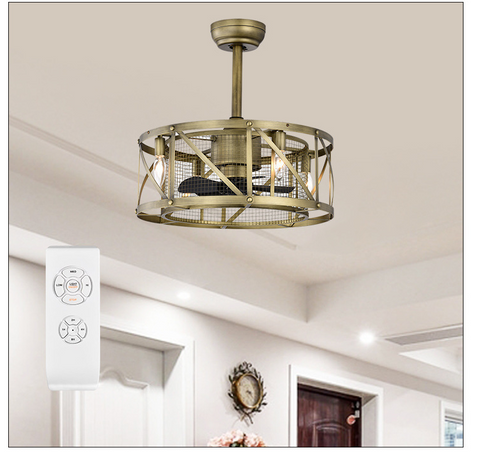 Misty Valley 20in Small ceiling fan with kit ,5 ABS blades Antique brown decorate ceiling fan light with Remote control