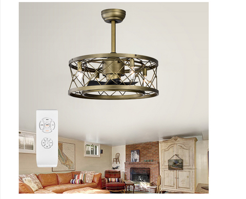 Misty Valley 20in. Low profile Enclosed Modern Reversible Bladeless Ceiling Fan with Light,Flush Mount Ceiling Fan for bedroom