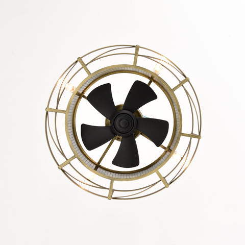 Misty Valley 20in Small ceiling fan with kit ,5 ABS blades Antique brown decorate ceiling fan light with Remote control