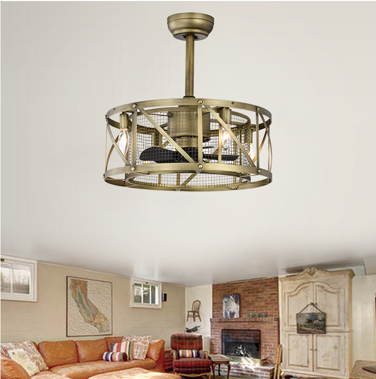 Misty Valley 20in Small ceiling fan with kit ,5 ABS blades Antique brown decorate ceiling fan light with Remote control