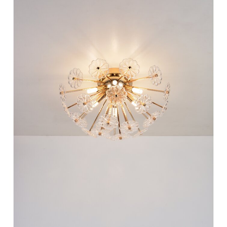 Misty Valley Flush Mount Ceiling Light, Crystal Chandelier Light Fixture Sputnik Firework Ceiling Lamp Modern Golden Close to Ceiling Light
