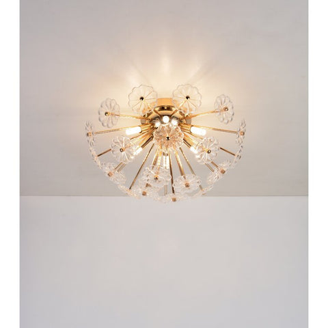 Misty Valley Flush Mount Ceiling Light, Crystal Chandelier Light Fixture Sputnik Firework Ceiling Lamp Modern Golden Close to Ceiling Light