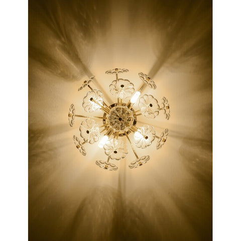 Misty Valley Flush Mount Ceiling Light, Crystal Chandelier Light Fixture Sputnik Firework Ceiling Lamp Modern Golden Close to Ceiling Light