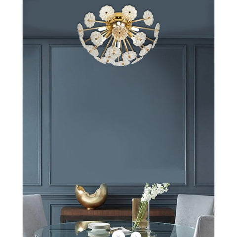 Misty Valley Flush Mount Ceiling Light, Crystal Chandelier Light Fixture Sputnik Firework Ceiling Lamp Modern Golden Close to Ceiling Light