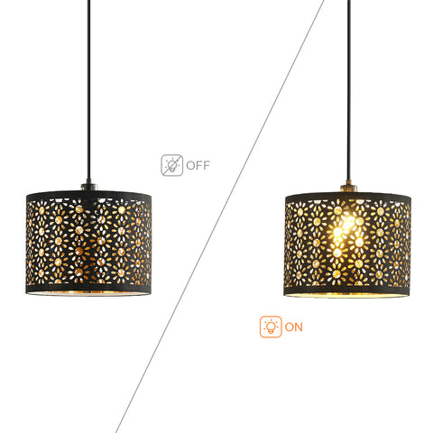 Misty Valley Plug-in Black Chandelier With Sunflower Shade Pendant Light for Bedroom(set of 2)