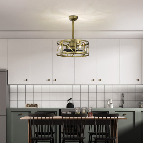 Misty Valley 20in Small ceiling fan with kit ,5 ABS blades Antique brown decorate ceiling fan light with Remote control