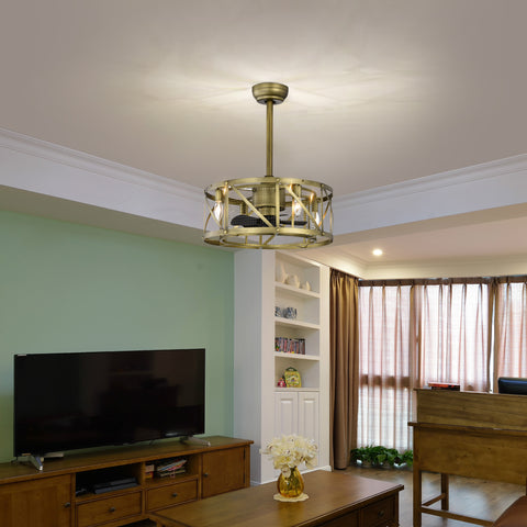 Misty Valley 20in Small ceiling fan with kit ,5 ABS blades Antique brown decorate ceiling fan light with Remote control