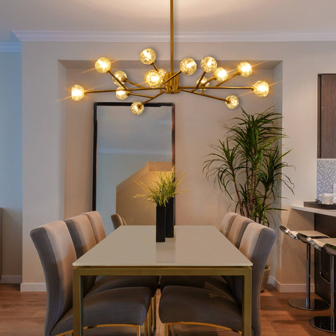 Misty Valley Mid-Century Modern American chandelier Golden iron -15 bulb