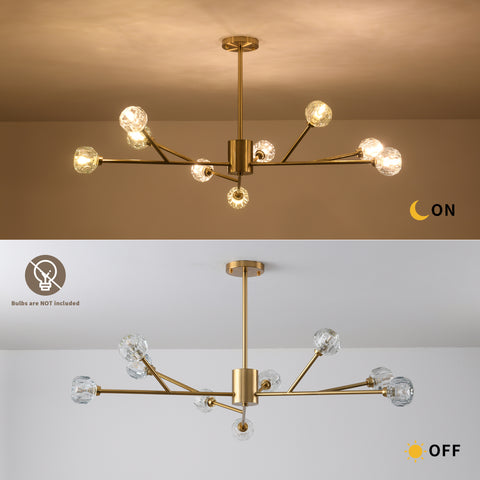 Misty Valley 9-Light Modern American chandelier Golden Iron, Mid-Century Pendant Ceiling Light